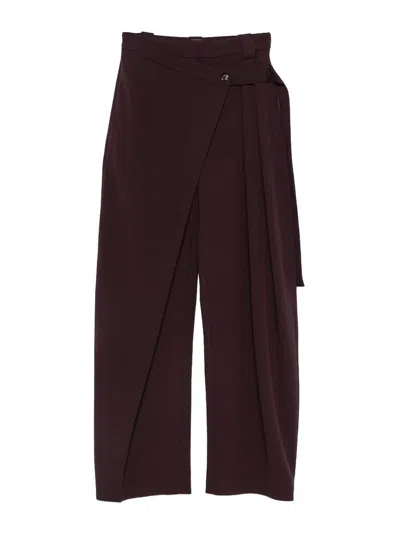 Pinko Brown Pesce Relaxed Casual Chic Trousers In Dark Red