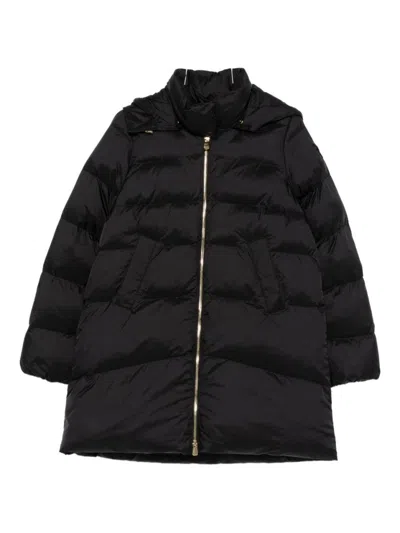 PINKO BROWN PUFFER JACKET WITH HIGH COLLAR