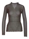 Pinko Semi-sheer Distressed Jumper In Marrón