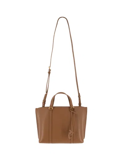 Pinko Brown Shopper Bag With Antique Gold Accents