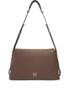 Pinko Shoulder Bag In Calfskin Leather In Brown