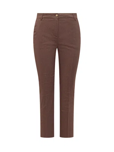 Pinko Brown Slim Flat Front Pants