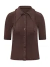 Pinko Brown Solid Shirt Collar Polo In Brown