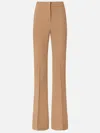 Pinko High-waisted Brown Linen Blend Trousers With Stripe Detail In Brown