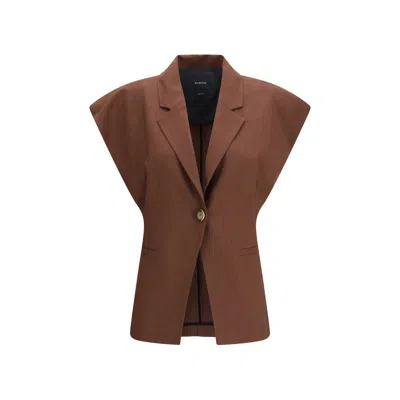 Pinko Brown Viscose Sleveless Jacket