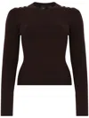 Pinko Ribbed Wool Long-sleeved Jumper In Brown