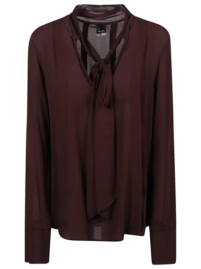 Pinko Brunnera Burgundy Tie-neck Blouse In Brown