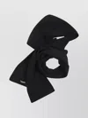 Pinko Brushed Wool Scarf Ribbed Texture In Black