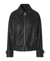Pinko Bubble Leather Jacket With Embroidery In Black