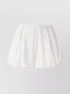 Pinko White Skirt With Pleated Details And Balloon Hem In Cotton Woman In White