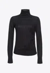 Pinko Wool Turtleneck With Side Buttons In Black