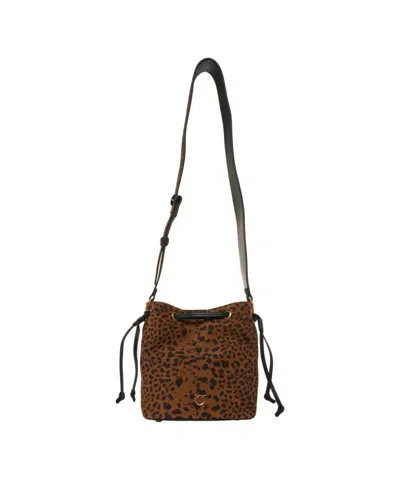 Pinko Bucket Bag With Striking Animal Print In Brown