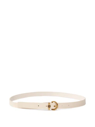 Pinko Buckle-detail Belt In White+white-antique Gold