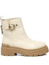 Pinko Leather Booties With Love Birds Logo In White