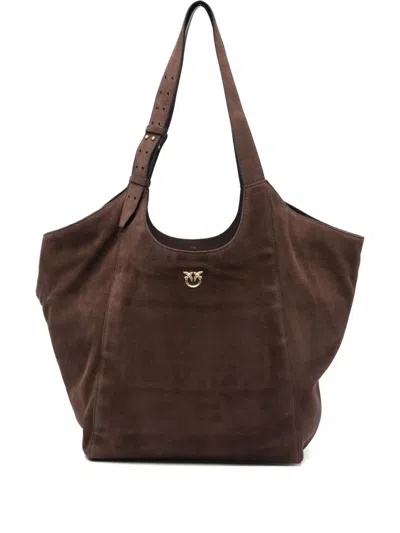 Pinko Buckle Detail Shoulder Bag In Brown