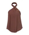 Pinko Plunging-neck Top With Strap In Red