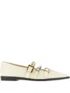 Pinko Buckle-embellished Pointed Ballet Flats In Neutral