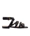 Pinko Ankle Strap Sandals With Branded Leather Insole In Black