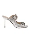 Pinko Buckle High-heeled Sandals In Silver