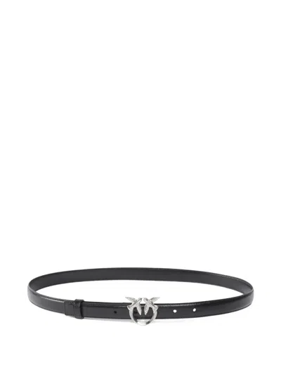Pinko Buckle Lambskin Belt In Black