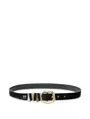 Pinko Logo Buckle Leather Adjustable Belt In Black
