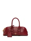Pinko Buckle-lock Leather Tote Bag In Red