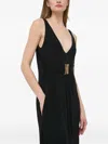 Pinko Buckle Sleeveless Maxi Dress In Black