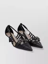 Pinko Black Mid-heel Pumps With Stylish Cutouts And Buckle Detail