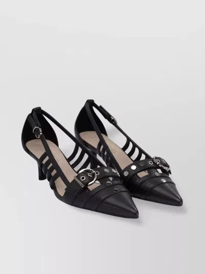 PINKO BUCKLE STRAPPY KITTEN HEEL POINTED PUMPS