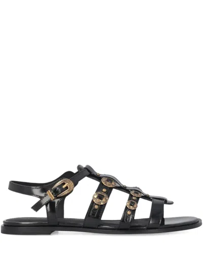 Pinko Buckle Stud-embellished Sandals In Black