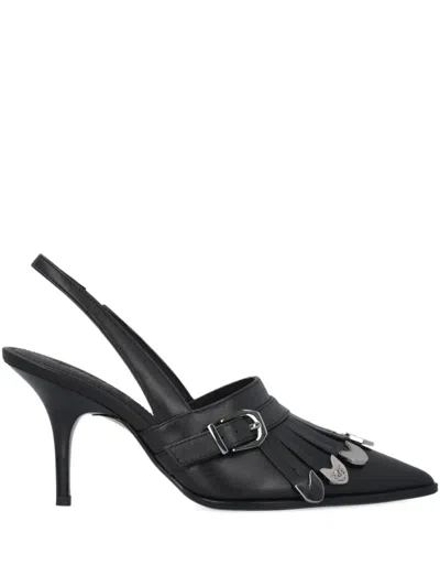 Pinko Buckled Fringed-detail Pumps In Black
