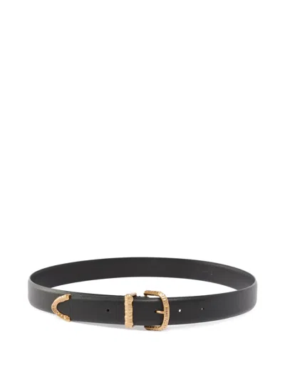 Pinko Buckled Leather Belt In Black