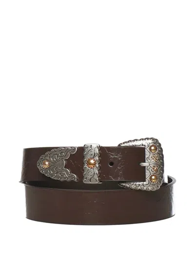 Pinko Buckled Leather Belt In Brown