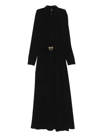 Pinko Buckled Shirt Dress In Black