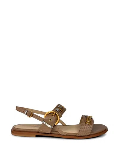 Pinko Buckle-detail Strap Sandals In Brown