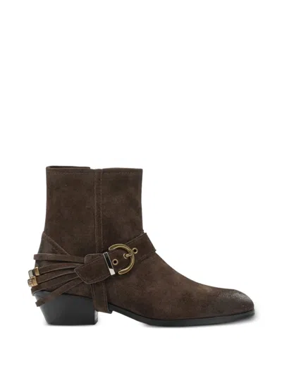 Pinko Ankle Boots Block Heel Buckle Straps In Brown