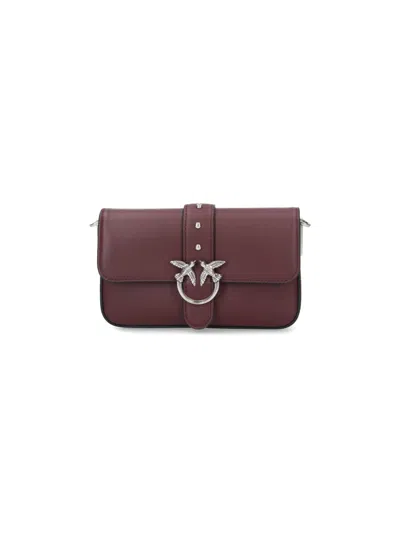 Pinko Burgundy Love Bag Slouchy Leather Bag In Brown