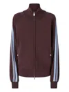 Pinko Burgundy Zip-up Jacket With Light Blue Stripes In Brown