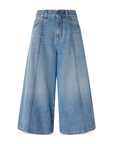 Pinko Burkina Bermuda Wide Leg Jeans In Pjd In Blue