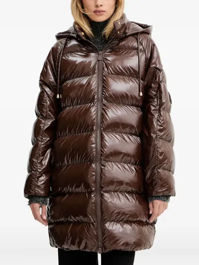 Pinko Burro Padded Coat In Brown