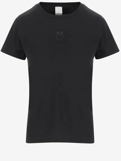 Pinko Bussolotto Cotton T-shirt With Logo In Black