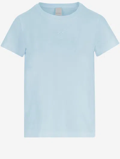 Pinko Bussolotto Cotton T-shirt With Logo In Blue