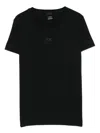 Pinko Logo-embroidered Cotton T-shirt In Black
