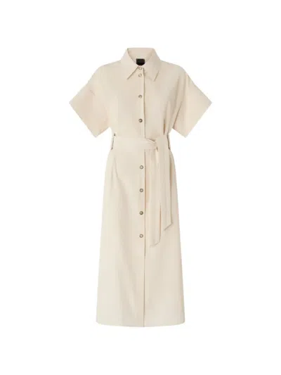 Pinko Button Belted Midi Shirt Dress In Neutral