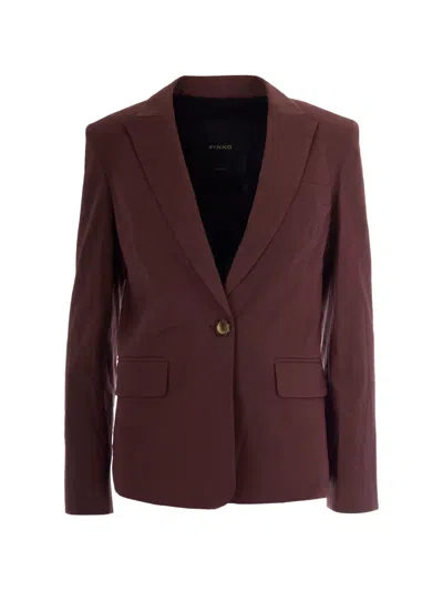 Pinko Button Blazer In Brown