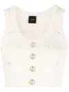 Pinko Button-detail Knitted Top In Neutrals