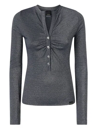 Pinko Button-detail Long-sleeve Top In Blue