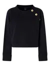 Pinko Crewneck Knitwear With Gold Logo Buttons In Blue