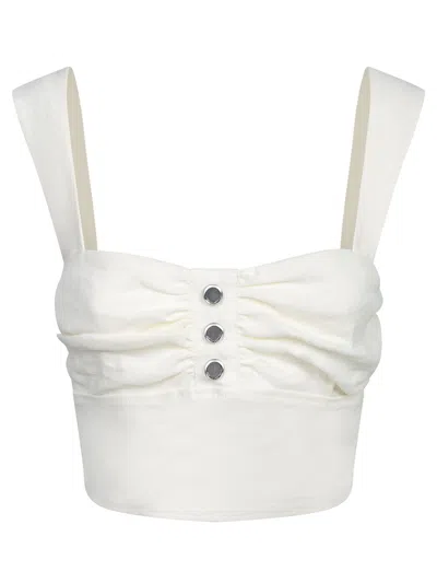 Pinko Button-detailed Crop Top  In White