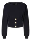 Pinko Button-detailed Fitted Sweatshirt In Blue